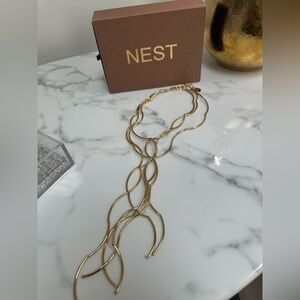 Nest Twisted Y Gold Necklace